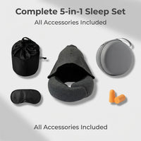 Memory Foam Travel Neck Pillow with Hood and Storage Bag for Office and Cervical Support