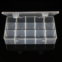 Large 15-Grid Detachable Clear Plastic Organizer Box for Components, Jewelry, Stationery, Fishing Tackle, Screws, Hardware