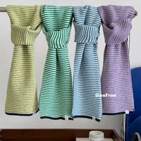 Striped Knitted Scarf for Women, Long Thick Warm Winter Fashion Scarf