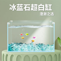 Ultra-White Glass Fish Tank with Ice Blue Landscape for Betta and Goldfish