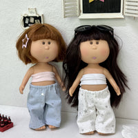 24cm Potato Doll Loose Wide-Leg Star Jeans for Zsiga Dolls