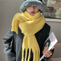 Women's Korean Style Mohair Scarf, Thickened and Lengthened Warm Neck Wrap Shawl