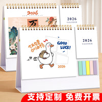 2026 Desk Calendar with Multi-color Sticky Notes, Retro Creative Business Desktop Ornament