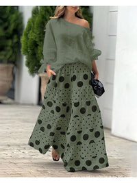 Women's Casual Printed Two-Piece Outfit with Top and Pants