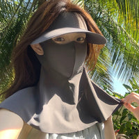 Women's UV Protection Sun Visor with Detachable Neck Flap and Wide Brim