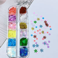 12-Grid Christmas Snowflake Glitter Mix for Nail Art Decoration