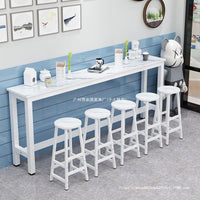 Wall-Mounted Bar Table with Stools for Balcony or Cafe, Narrow Long Console Table