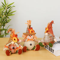 Autumn Harvest Festival Sunflower Faceless Doll Scarecrow Figurine for Desktop & Window Decor