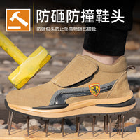 Men's Welding Safety Boots Steel Toe Puncture Proof Heat Resistant Cowhide Breathable Work Shoes