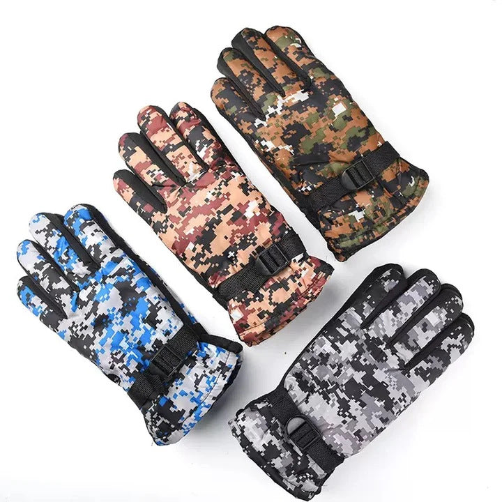 Men's Camouflage Cotton Half-Finger Gloves Winter Outdoor Cycling Warm Touchscreen Ski Gloves