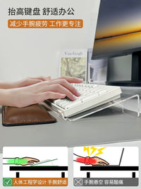 Acrylic Keyboard Riser Stand with Wrist Rest and Light Base for Desk Organization