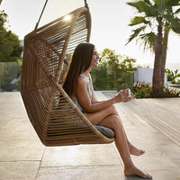 Outdoor Rattan Woven Bird's Nest Swing Chair Balcony Hanging Basket Single Sofa for Patio Garden