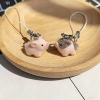 Mini Pig Plush Keychain Flocked Phone Charm Cartoon Bag Pendant