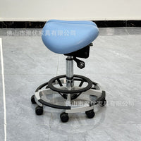 Ergonomic Dental Saddle Chair with Wheels, Adjustable Doctor's Stool for Surgery and Bar Counter