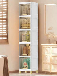 Slim Bathroom Storage Cabinet with Door, Waterproof Floor-Standing Gap Organizer for Toilet Side or Kitchen