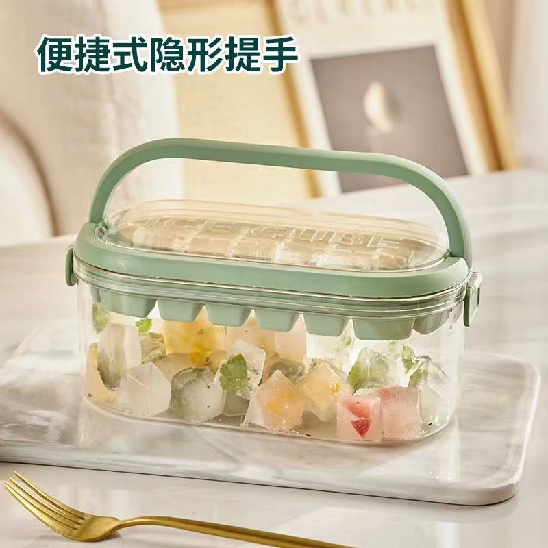 2-in-1 Ice Cube Tray with Storage Bin, Quick Release Ice Maker Mold, Food-Grade