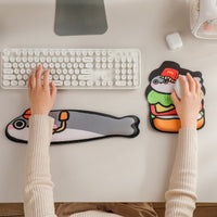 Cartoon Capybara/M-Fish Memory Foam Wrist Rest Mouse Pad & Keyboard Wrist Rest Set for Office/Gaming