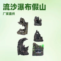 Aquarium Sandfall Mountain Ornament with Pump, Fish Tank Landscape Decoration