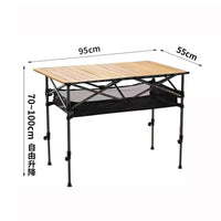 Portable Height-Adjustable Folding Camping Table with Storage Net for Outdoor & Market Stalls