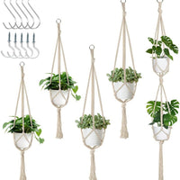 Handmade Macrame Plant Hanger Set with Hooks - Cotton Rope Hanging Planter Basket for Indoor Outdoor Decor