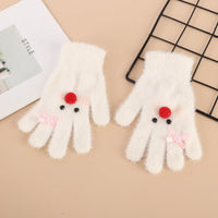 Women's Cartoon Snowman Winter Touchscreen Warm Fleece Lined Gloves