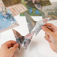 Origami Paper with Traditional Chinese Landscape Art for DIY Crafts