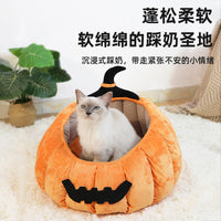 Pumpkin Pet Bed House for Cats and Small Dogs, Warm Winter Sleeping Mat, All Seasons