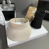 Summer Linen Solid Color Foldable Sun Visor Hat for Women