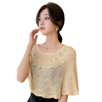 Summer Ice Silk Knit Hollow Shawl Sun Protection Arm Sleeves Thin Breathable Neck Cover