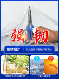Transparent PVC Tarpaulin Waterproof Rainproof Sunshade Cover with Reinforced Edges for Balcony and Outdoor Enclosures