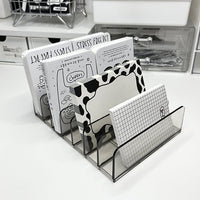 Desktop Organizer Rack for Stationery, Postcards, and Sticky Notes - Clear/Black Acrylic Storage Display