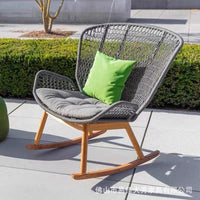 Nordic Outdoor Rope Woven Lounge Sofa Chair for Patio Garden Sunroom, Aluminum Alloy Frame, Weather Resistant