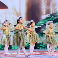 Kids' Shimmering Star Firefly Fairy Princess Tutu Dress with Headpiece and Wings for Performance