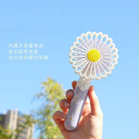 New Daisy Handheld Fan with LED Light, 3-Speed USB Rechargeable Portable Desk Fan with Stand