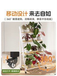 Iron Art Balcony Flower Stand Indoor Living Room Floor-standing Movable Storage Rack