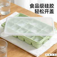 15-Grid Silicone Ice Cube Tray with Lid, Easy Release Square Ice Maker Mold for Home Kitchen Bar