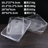 Rectangular PET Food Container with Lid, Transparent Serving Tray for Cold Dishes, Hot Pot, and Milk Tea