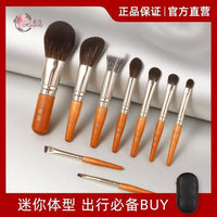 Mini 9-Piece Makeup Brush Set with Bag for Travel, Powder, Eyeshadow, Contour