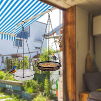 Hanging Bird Feeder for Garden and Patio, Metal Mesh Tray for Wild Birds