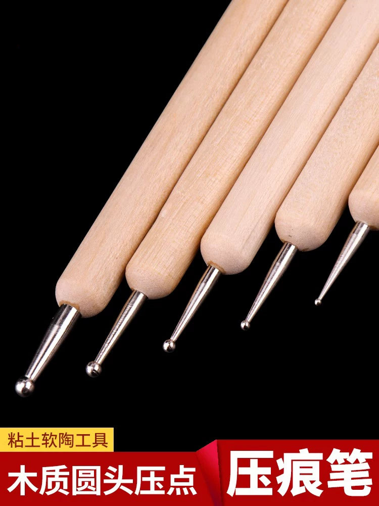 Dual-Head Wooden Dotting Tool for Pottery, Clay, Nail Art, Embossing, and Sculpture
