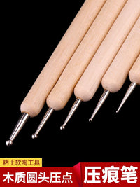 Dual-Head Wooden Dotting Tool for Pottery, Clay, Nail Art, Embossing, and Sculpture