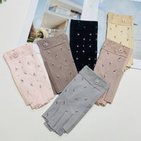 Women's Half-Finger Cotton Driving Gloves UV Protection Non-Slip Breathable