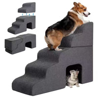 Pet Dog Cat Stairs Ramp Detachable Washable Non-Slip Sponge Ladder for Bed Sofa