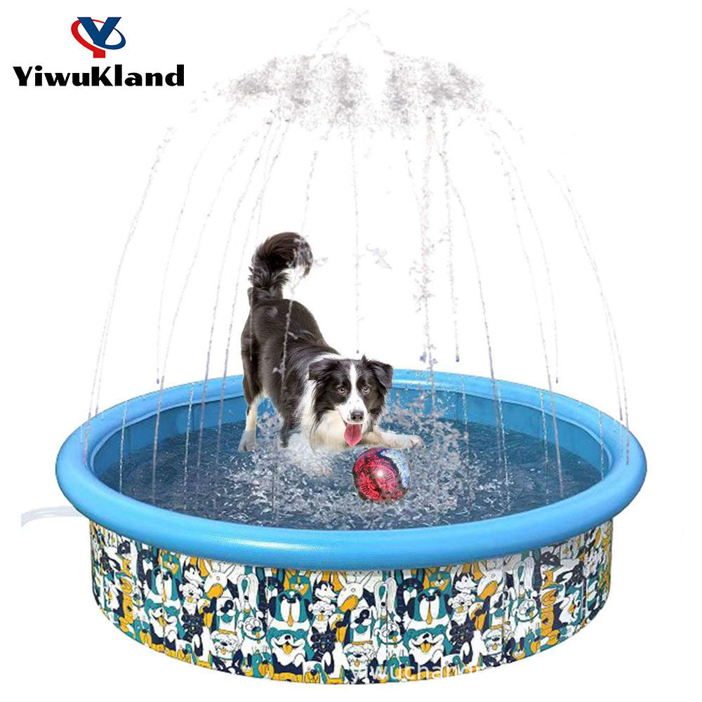 Foldable Pet Sprinkler Pool for Dogs and Cats, Outdoor Splash Play Mat