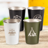 Outdoor 304 Stainless Steel Camping Mugs Set with Storage Bag, 350ml Coffee Beer Water Cups for Travel BBQ