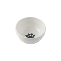 Minimalist White Ceramic Pet Bowl with Iron Stand for Cats and Dogs, Anti-Tip Elevated Food and Water Dish