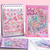 Capybara & Bunny Miniature Scene 3D Coil Notebook with Stickers