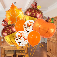 Thanksgiving Aluminum Film Balloon Set - Pumpkin Maple Leaf Harvest Festival Party Decorations