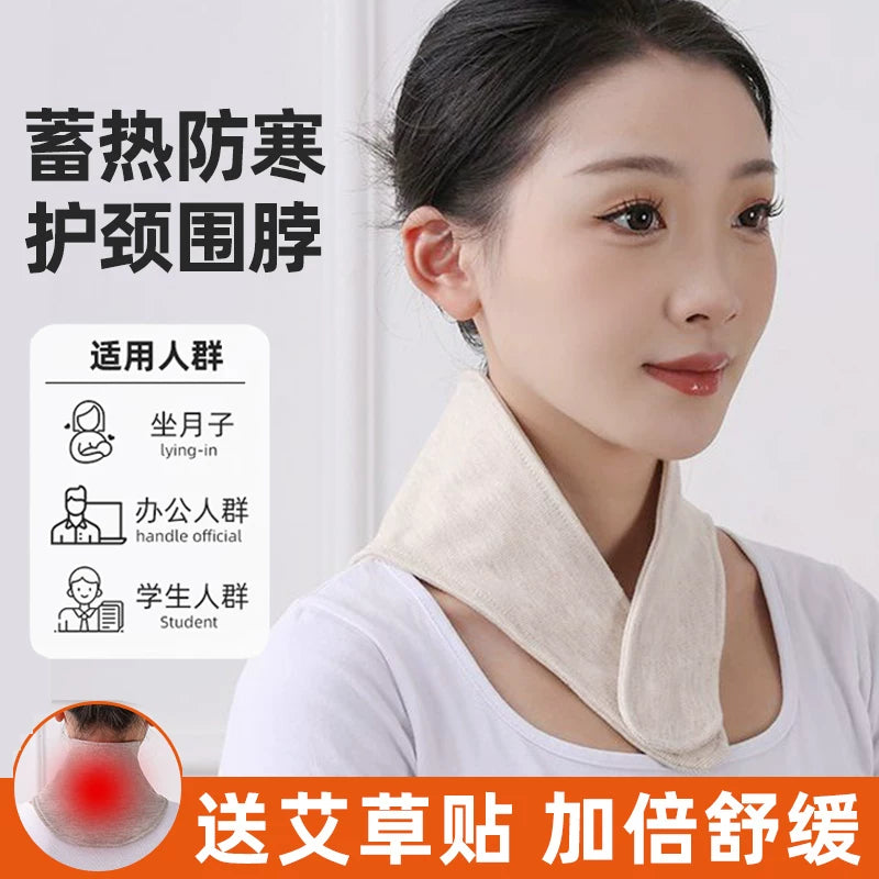 Neck Warmer Shawl with Pockets for Cervical Spine Support and Cold Protection