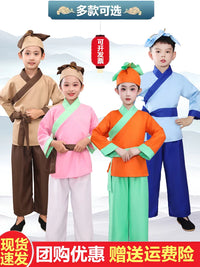 Kids' Traditional Chinese Farmer/Villager Costume for Stage Performances
